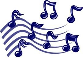 clipart of blue musical notes on a black background