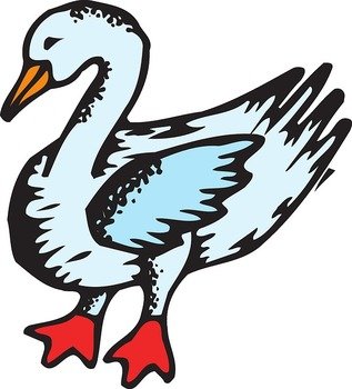 Stylized Blue Feet Style Wings Art Goose Animal
