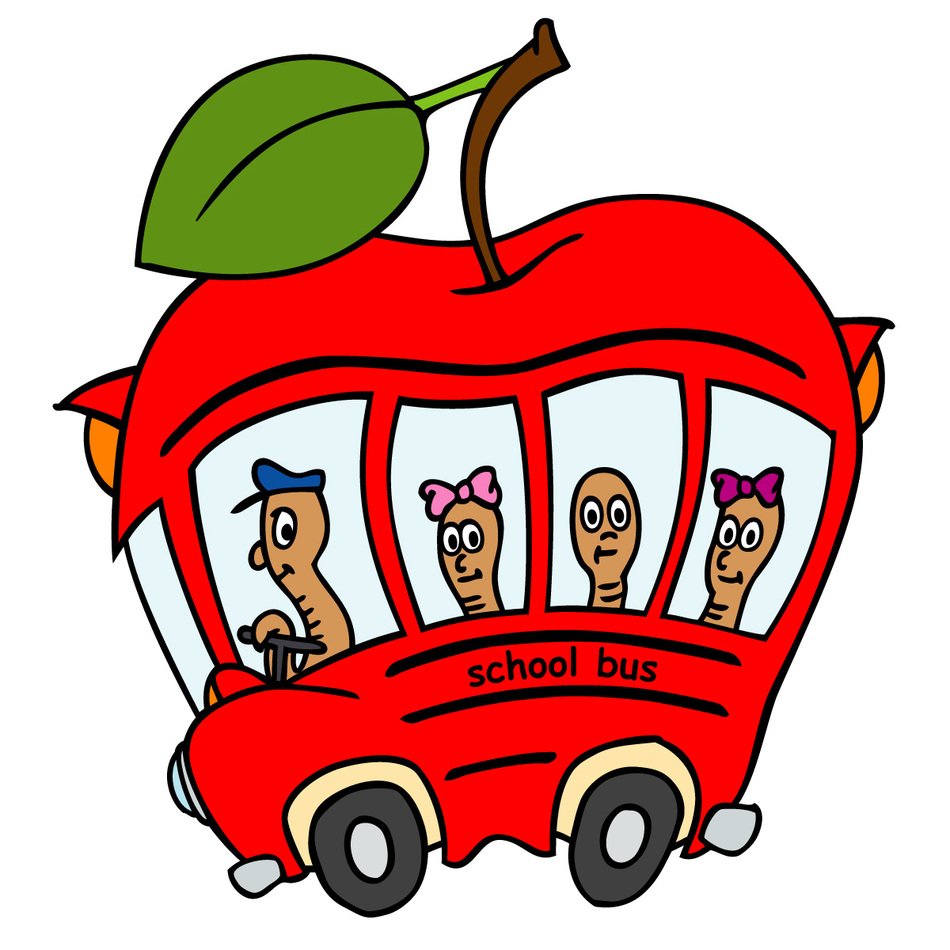 red bus apple drawing