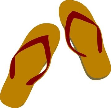 Tan And Burgundy Flip Flops At Clkercom Vector