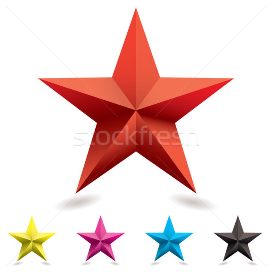 Illustration Collection Of Web Icons In Star Shape With Cmyk Colors