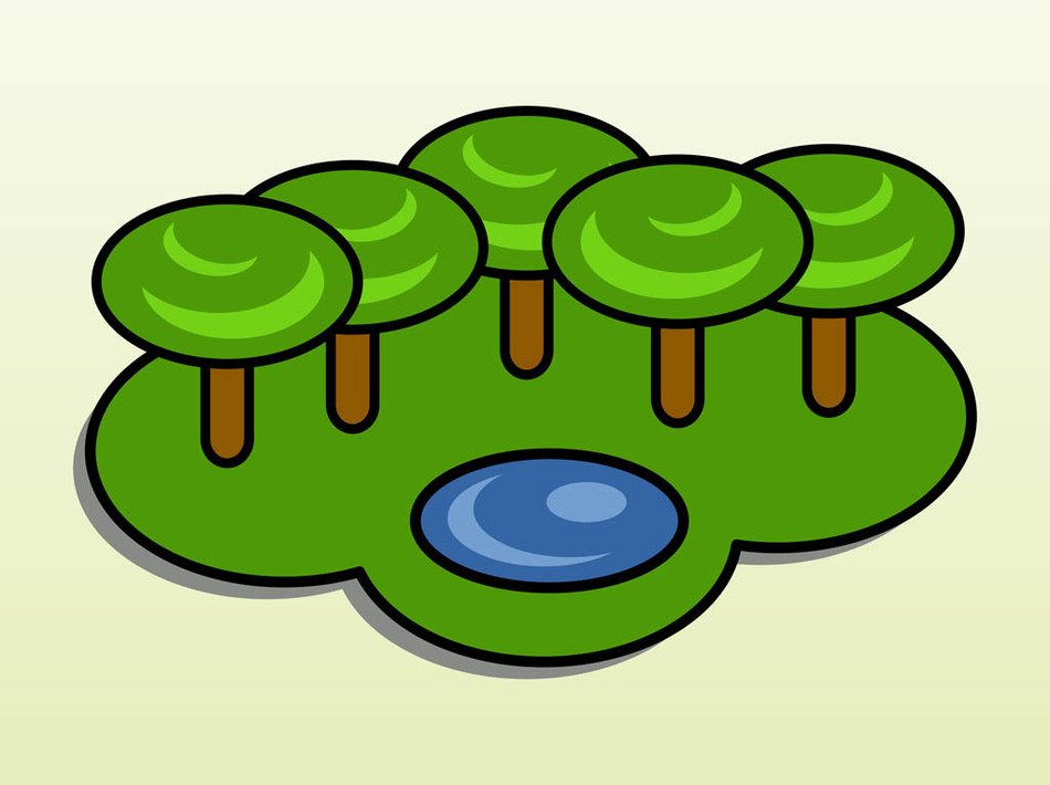 clipart of the green trees and lake
