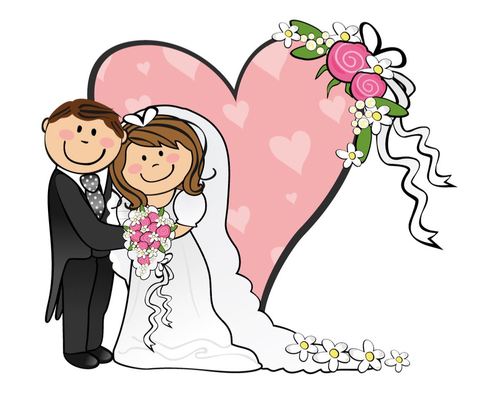 happy newlyweds as a graphic illustration