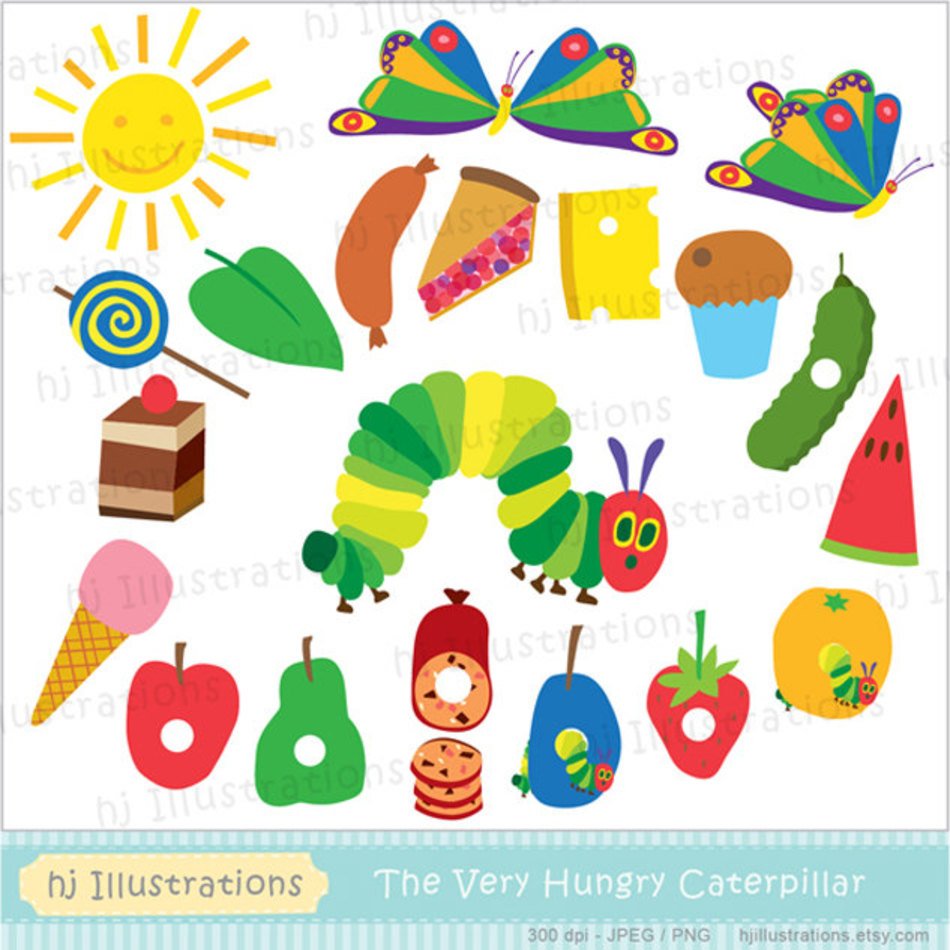very hungry caterpillar food clipart black