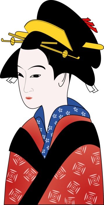 Drawing of the woman in kimono