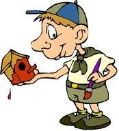 a boy is decorating a bird house drawing