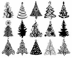 Name Set Of Christmas Trees Vector Graphic