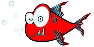 red angry fish drawing