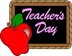 card with apple for teacher's day