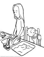 clipart of the cleaning dishes mom