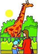 Giraffe in zoo clipart