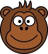 Monkey Ape Face Funny Smiley Happy Cute