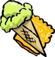 green ice cream in a waffle glass