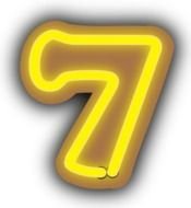digit seven with neon light and shadow, drawing