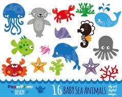 Baby Sea Animals drawing