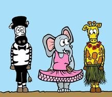 cartoon characters on the dance floor