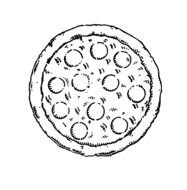 black and white pizza as a graphic illustration