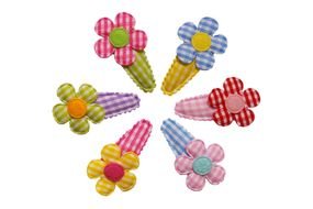 Fabric Snap Baby Clips With Coordinated Flowers