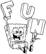 Black and white drawing of Sponge-Bob clipart