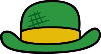 green weathered hat, drawing