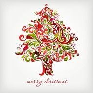 Name Floral Swirls Tree For Christmas Vector Graphic clipart
