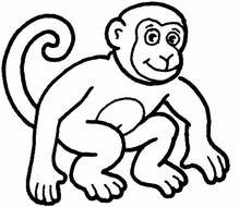 Black and white drawing of the monkey clipart