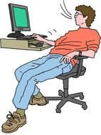 clipart men sitting at table with computer