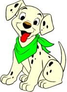 picture of a dalmatian with a green scarf