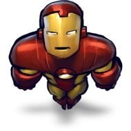 Clipart illustration of Iron Man in a Flight