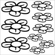 clipart of black and white flowers on a white background