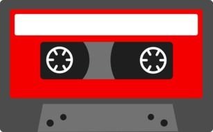 painted red-gray audio cassette