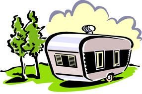 drawing of a trailer in a green meadow