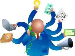 silhouette of an office worker with a large number of cases
