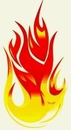 red and yellow flame, drawing