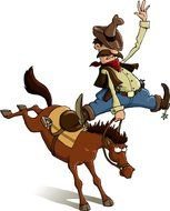 cartoon cowboy rides a horse