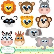 Animal Faces Set 10 Designs Instant Download For Personal