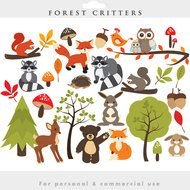 Woodland Forest Cute Whimsical Critters clipart