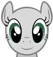 Faces of fantasy animal with big green eyes