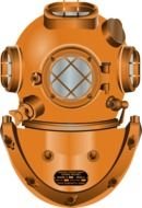 orange underwater helmet