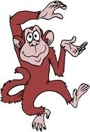 Clipart of Dancing Cartoon Monkey