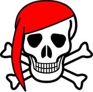 Skull And Bones With Red Scarf At Clkercom Vector clipart