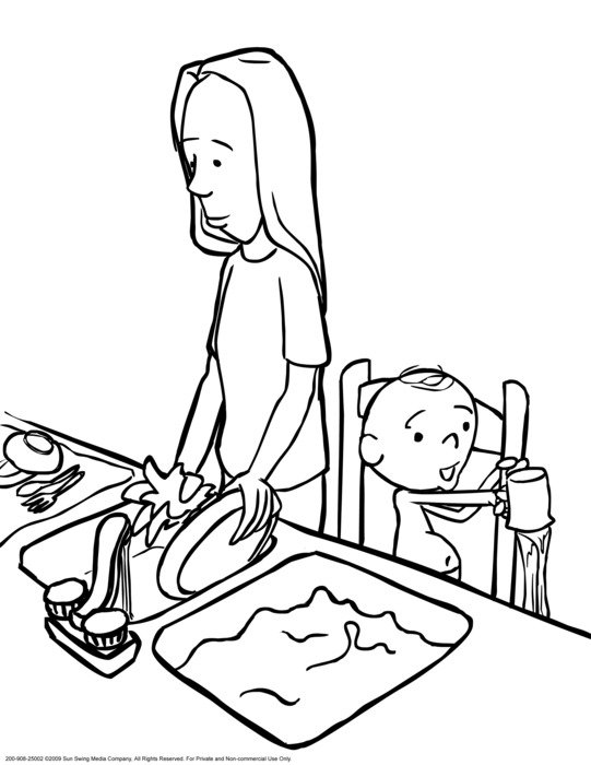clipart of the cleaning dishes mom