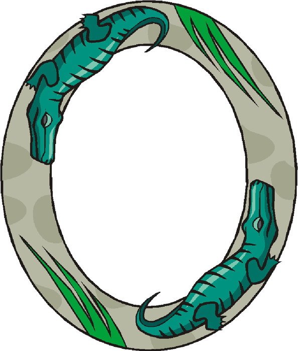 letter O with crocodile drawings