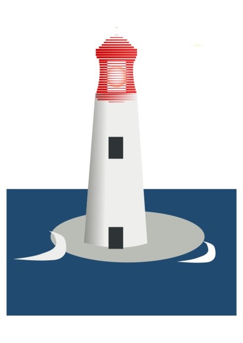 painted white lighthouse on the island