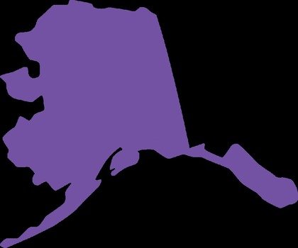 purple silhouette of Alaska state