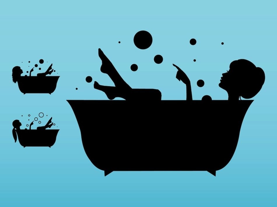silhouette of a girl in the bath