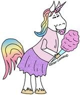 clipart of the unicorn is eating candy