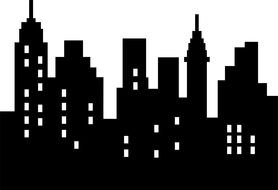 black and white city silhouette