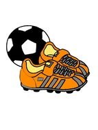 painted orange cleats and soccer ball