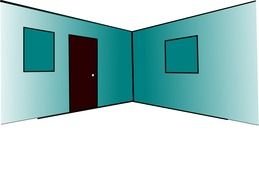 blue walls and door drawing